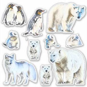 Rustieke Witte Waterverf Dieren Vinyl Stickers