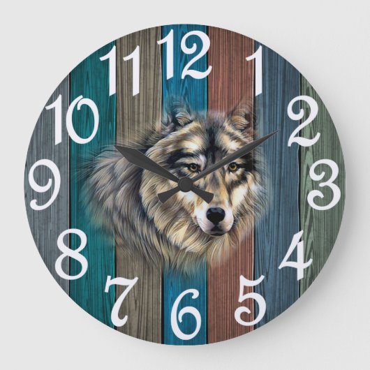 Rustieke Wolf Grote Klok (Voorkant)