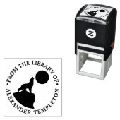 Rustieke Wolf Howling bij Moon Silhouette Library Zelfinktende Stempel (In situ)