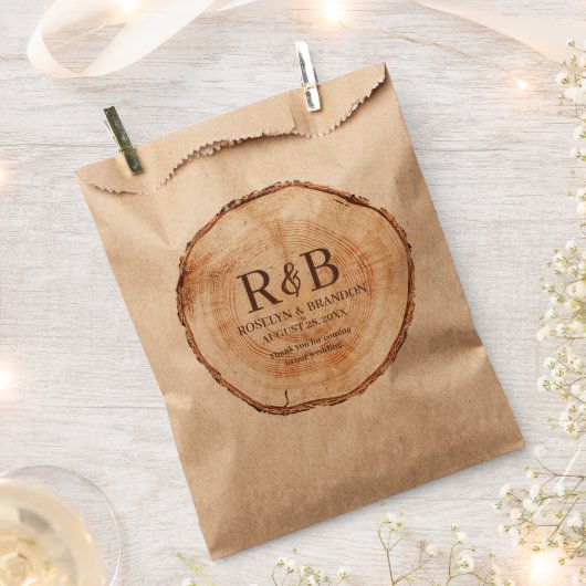 Rustieke Wood Cut slice Print Monogram Dank u Bedankzakje (Geknipt)