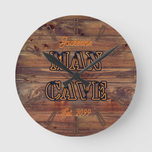 Rustieke Wood Look Wandklok voor Man Cave Ronde Klok