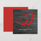 Rustieke Wood Red Hearts Valentijn`s dag Modern Feestdagenkaart (Voorkant / Achterkant)
