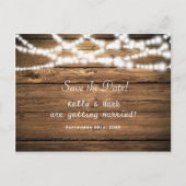 Rustieke Wood & String Lights Save The Date Briefk Aankondigingskaart (Voorkant)