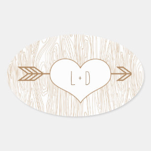 Rustieke Woodgrain Bruiloft Sticker