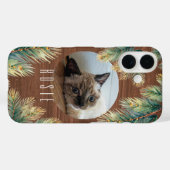 Rustieke Woodgrain Green Pine Branch Pet Case-Mate iPhone Case (Achterkant (horizontaal))