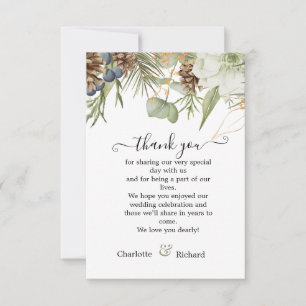 Rustieke Woodland Botanical met Pinecones Bruiloft Bedankkaart
