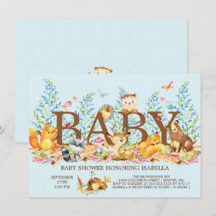 Rustieke Woodland Boys Baby shower Invitation Kaart