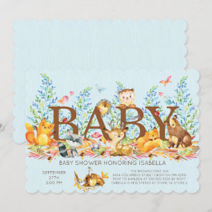 Rustieke Woodland Boysl Baby shower Invitation Kaart