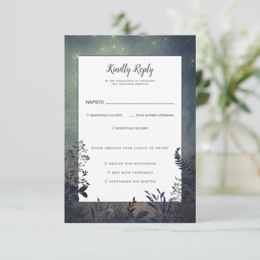 Rustieke Woodland bruiloft RSVP (Staand voorkant)