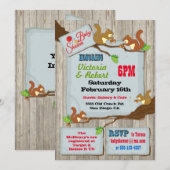 Rustieke Woodland Couples Baby Douche Uitnodiginge Kaart (Voorkant / Achterkant)