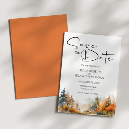 Rustieke Woodland herfst bos bruiloft Save The Date