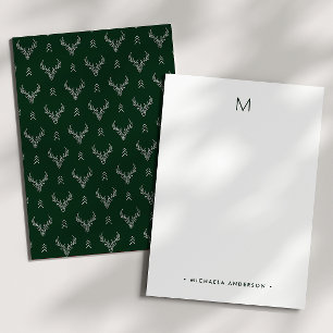 Rustieke Woodland Herten Monogram & Naam Stationer Notitiekaartje