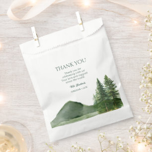 Rustieke Woodland Mountain Forest Pine Wedding Bed Bedankzakje