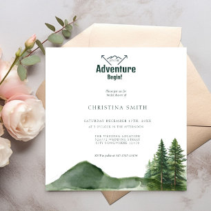 Rustieke Woodland Mountain Forest Pine Wedding Kaart