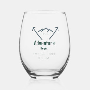Rustieke Woodland Mountain Forest Pine Wedding Wijnglas Zonder Voet