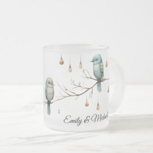 Rustieke Woodland Tortelduifjes Romantische bruilo Matglas Koffiemok