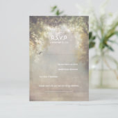 Rustieke Woodland Tree Lights Wedding RSVP (Staand voorkant)