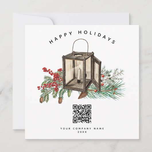 Rustieke zakelijke zakelijke QR-code kerst Kaart (Voorkant)