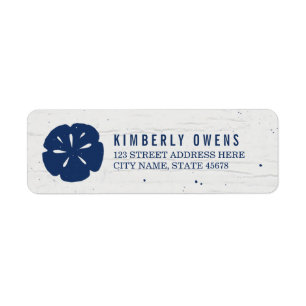 Rustieke Zand Dollar Retouradres Labels / Marine