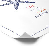 Rustieke zeesterren rood & blauw strand bruiloft w poster (Hoek)