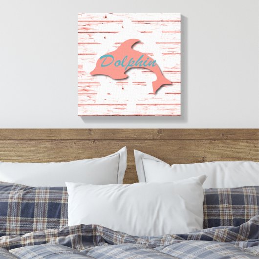 Rustieke ZeevaartDolfijn bij het Pellen van de Canvas Afdruk (Insitu (Slaapkamer))