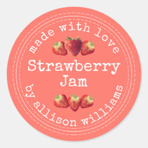 Rustieke zelfgemaakte aardbeienjam Klassieke ronde Sticker