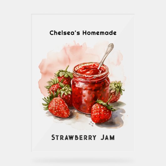 Rustieke zelfgemaakte aardbeienjam Mason Jar Frost Acryl Bord (Voorkant)