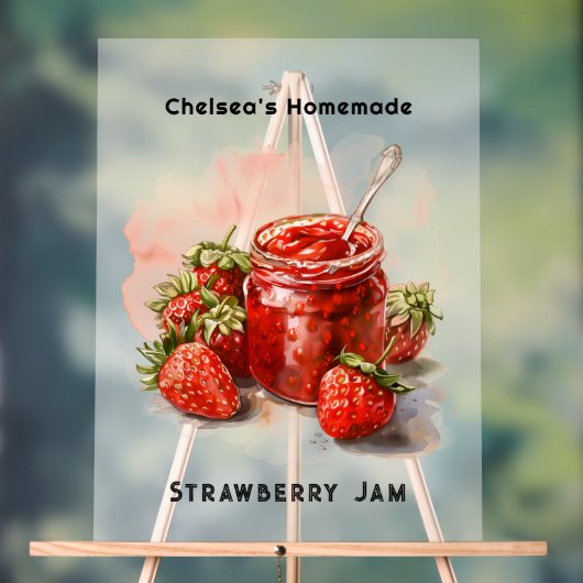 Rustieke zelfgemaakte aardbeienjam Mason Jar Frost Acryl Bord (Neutraal)