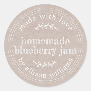 Rustieke zelfgemaakte bosbessenjam inmaken kraftpa ronde sticker