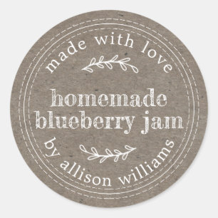 Rustieke zelfgemaakte bosbessenjam inmaken kraftpa ronde sticker