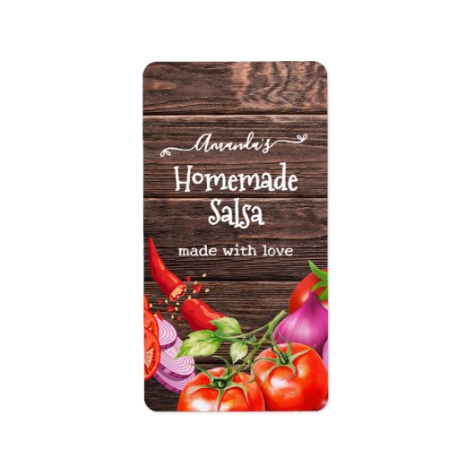 Rustieke zelfgemaakte custom salsa label (Voorkant)