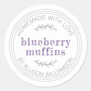 Rustieke zelfgemaakte gebakken goederen Blueberry  Ronde Sticker