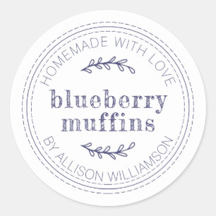 Rustieke zelfgemaakte gebakken goederen Blueberry Ronde Sticker