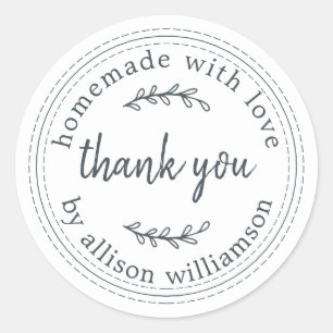Rustieke zelfgemaakte liefde met zwart wit Dank u Ronde Sticker