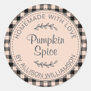 Rustieke Zelfgemaakte Pompoen Spice Cream Check Ronde Sticker