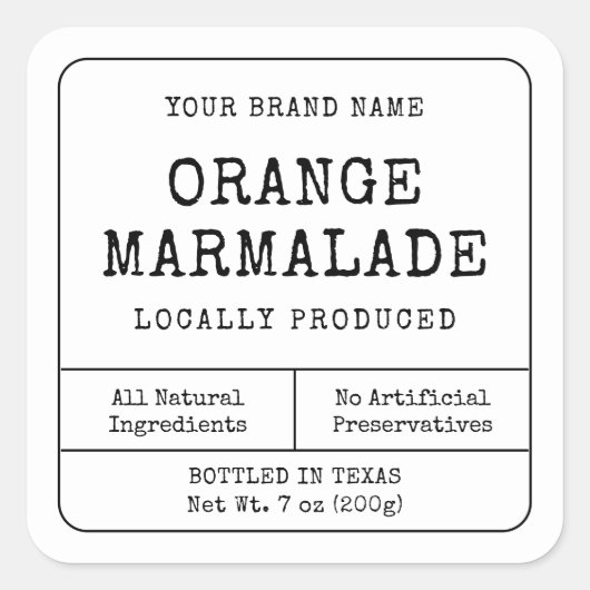 Rustieke  Zelfgemaakte Preserve Jar Square Label (Voorkant)