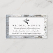 Rustieke zilveren berk boom bruiloft website informatiekaartje (Voorkant)