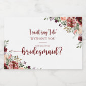 Rustieke zomer bloemenbruidsmeisje voorstel sparkling wijnetiket (Enkel label)