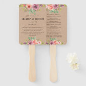 Rustieke zomer bloemenbruiloft programma Hand Fan Handwaaier (Voorkant en achterkant)