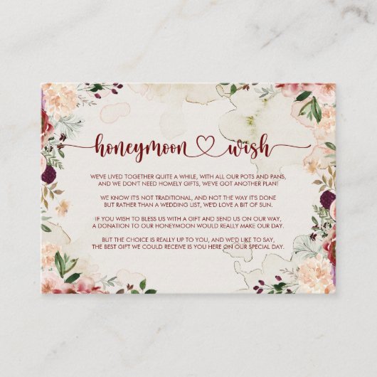 Rustieke Zomer Bloemige Calligraphy Huwelijksreis Informatiekaartje (Voorkant)