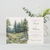 Rustieke zomer groen bos bruiloft kaart (Staand voorkant)