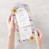 Rustieke Zomer Wildflower Zonnebloem Peri Geen Din All In One Uitnodiging (Afscheurbaar)