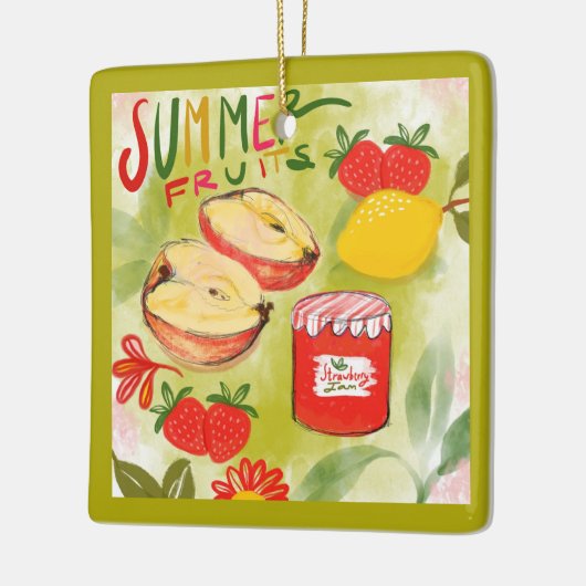 Rustieke zomervruchten Vrolijk kerstfeest Keramisch Ornament (Links)