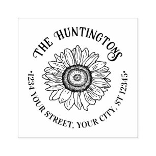 Rustieke Zonnebloem #1 Aangepaste familienaam Adre Rubberstempel