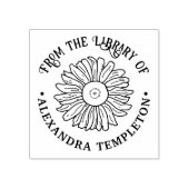 Rustieke Zonnebloem #1 Ronde Bibliotheek Boek Naam Rubberstempel (Afrduk)