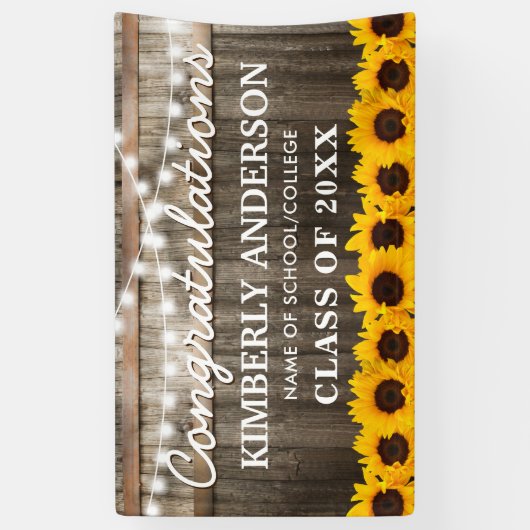 Rustieke Zonnebloem 2025 Afstuderen Spandoek (Verticaal)