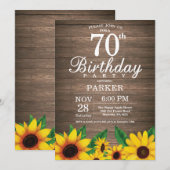 Rustieke Zonnebloem 70e Verjaardag Uitnodiging (Voorkant / Achterkant)