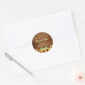 Rustieke Zonnebloem Baby shower Sprinkle Dank u Ronde Sticker (Envelop)