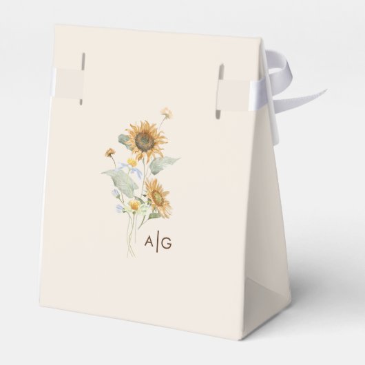 Rustieke Zonnebloem Beige Bruiloft Dank u Bedankdoosjes (Achterkant)