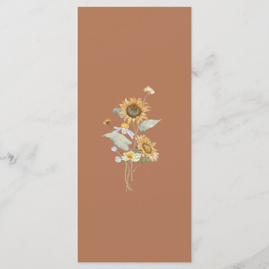 Rustieke Zonnebloem Beige Bruiloft Flat Menu (Achterkant)